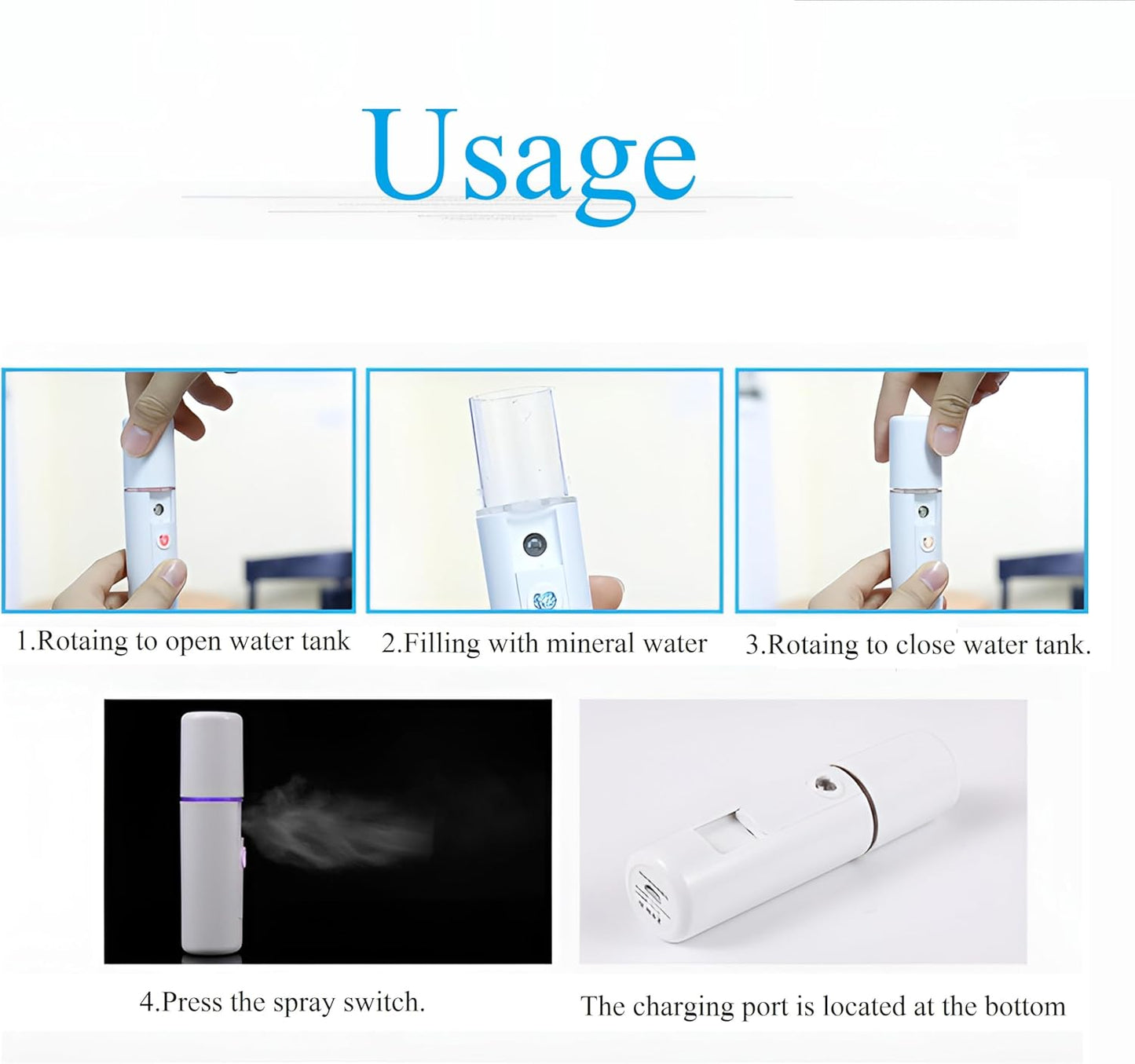Nano Facial Steamer & Nano Mister – USB Rechargeable Face Steamer for Deep Cleaning | Vaporizador Facial, White