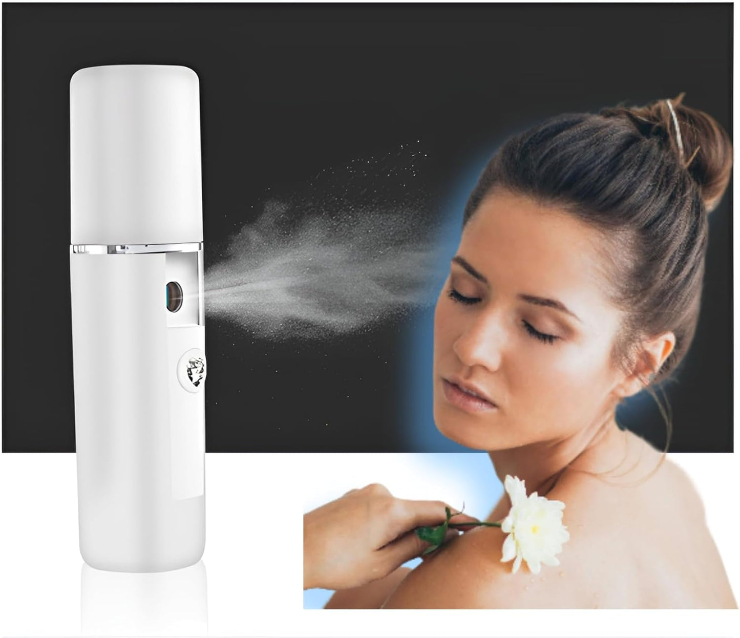 Nano Facial Steamer & Nano Mister – USB Rechargeable Face Steamer for Deep Cleaning | Vaporizador Facial, White