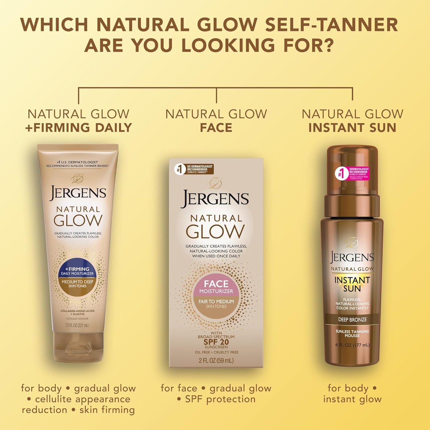 Natural Glow +Firming Self Tanner Body Lotion, Medium to Deep Skin Tone, Sunless Tanning Moisturizer with Collagen and Elastin, Helps to Visibly Reduce Cellulite, 7.5 Oz, Pack of 2