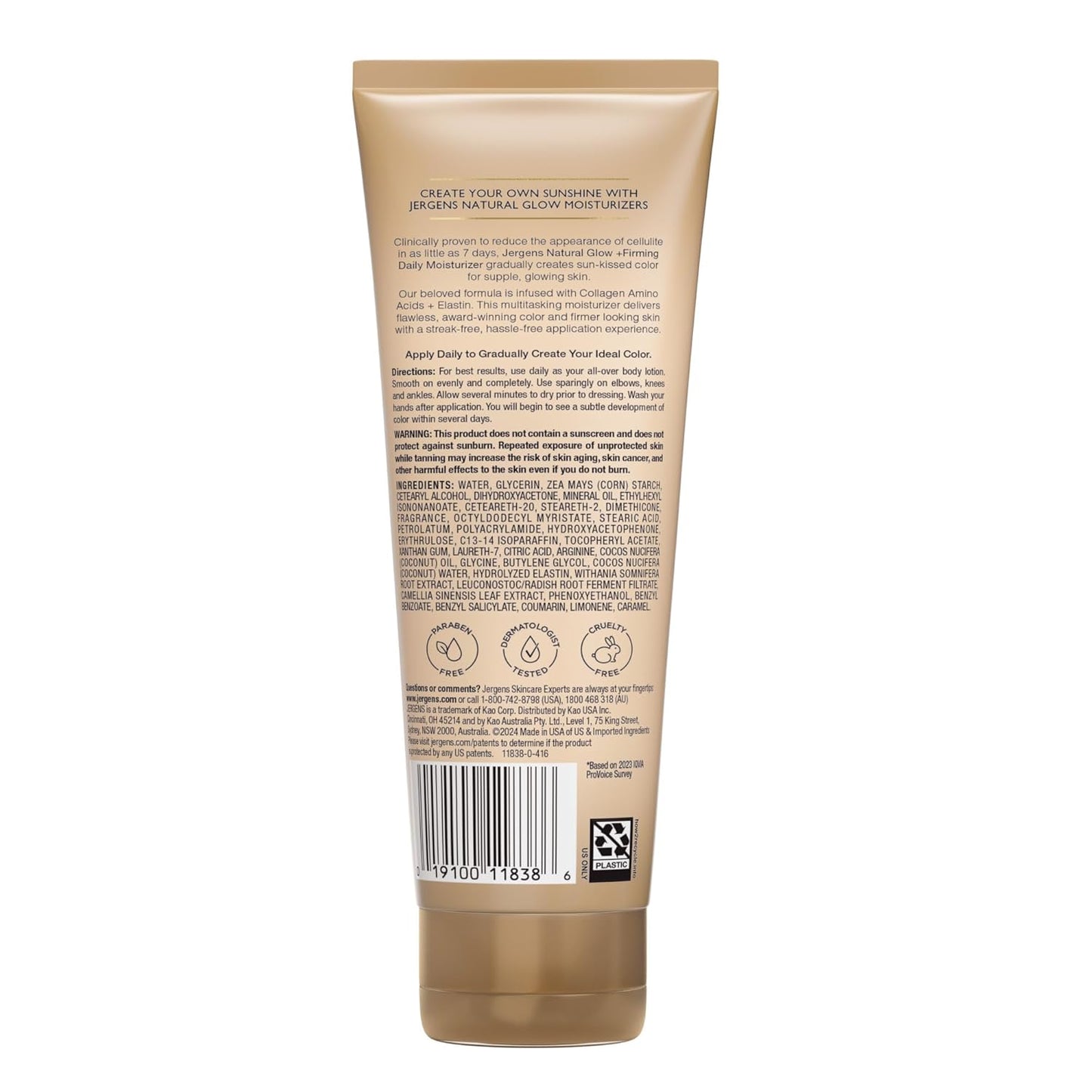 Natural Glow +Firming Self Tanner Body Lotion, Medium to Deep Skin Tone, Sunless Tanning Moisturizer with Collagen and Elastin, Helps to Visibly Reduce Cellulite, 7.5 Oz, Pack of 2