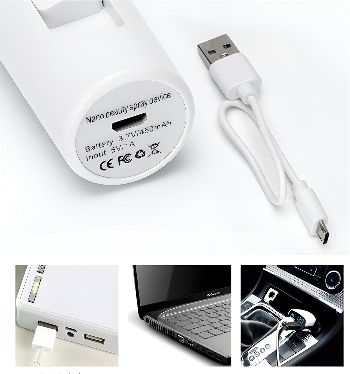 Nano Facial Steamer & Nano Mister – USB Rechargeable Face Steamer for Deep Cleaning | Vaporizador Facial, White