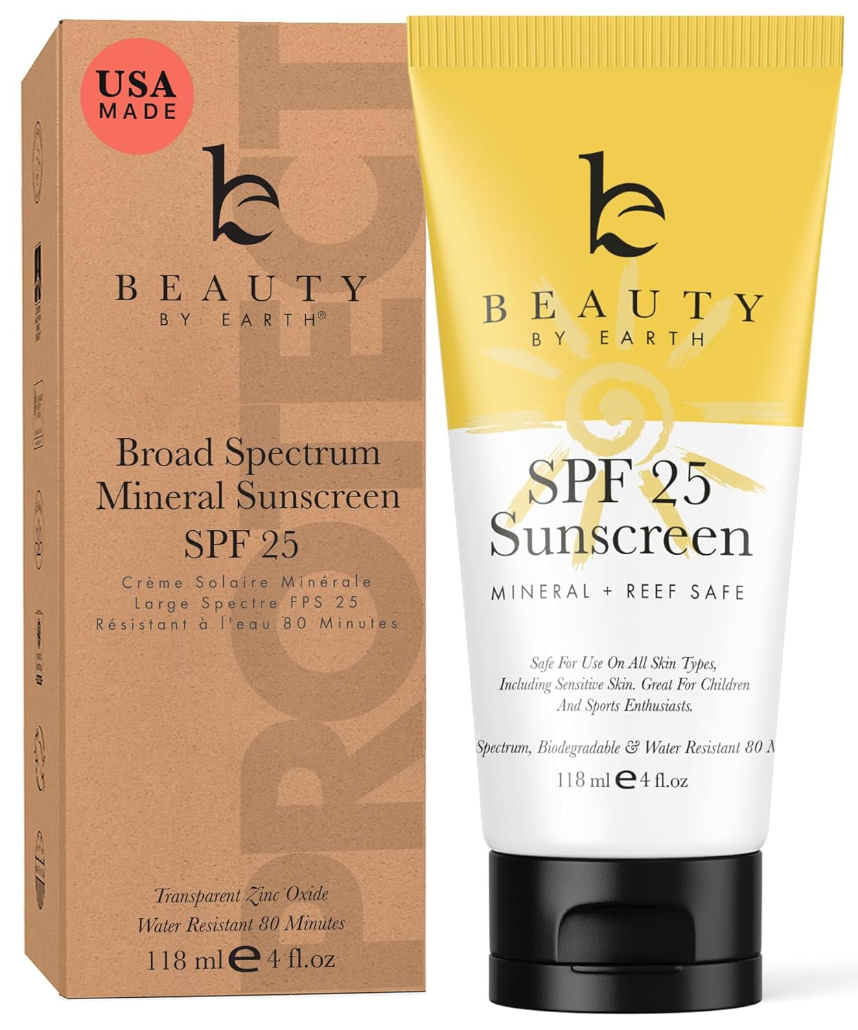 Mineral Sunscreen SPF 25 – USA Made Zinc Oxide Baby & Kids Sunscreen, Reef-Friendly 100% Natural & Organic Ingredients, Lightweight & Fast-Absorbing Lotion for All Skin Types