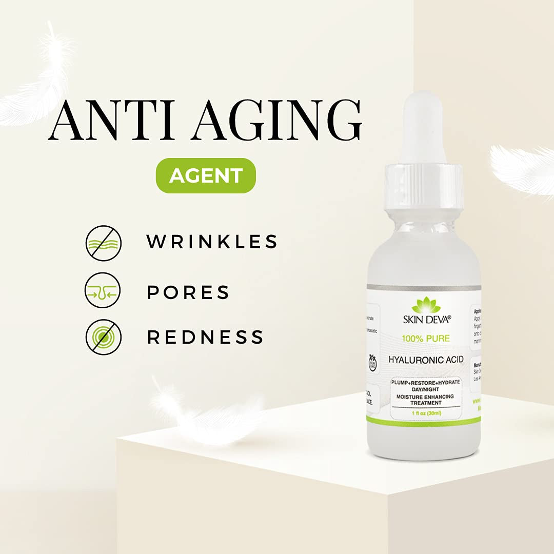 100% Pure Hyaluronic Acid Serum for Face 1 Oz of Discoloration Correcting Serum anti Aging anti Wrinkle Acid Locks in Essential Moisture Keeps Skin Hydrated Facial Serums for All Skin Types