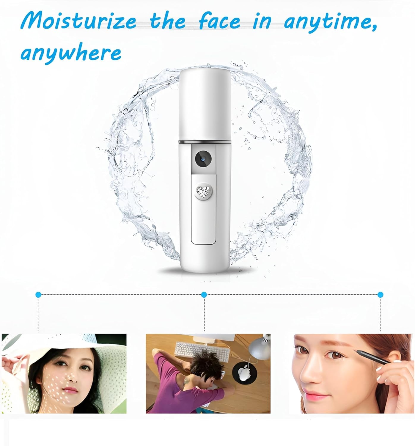 Nano Facial Steamer & Nano Mister – USB Rechargeable Face Steamer for Deep Cleaning | Vaporizador Facial, White
