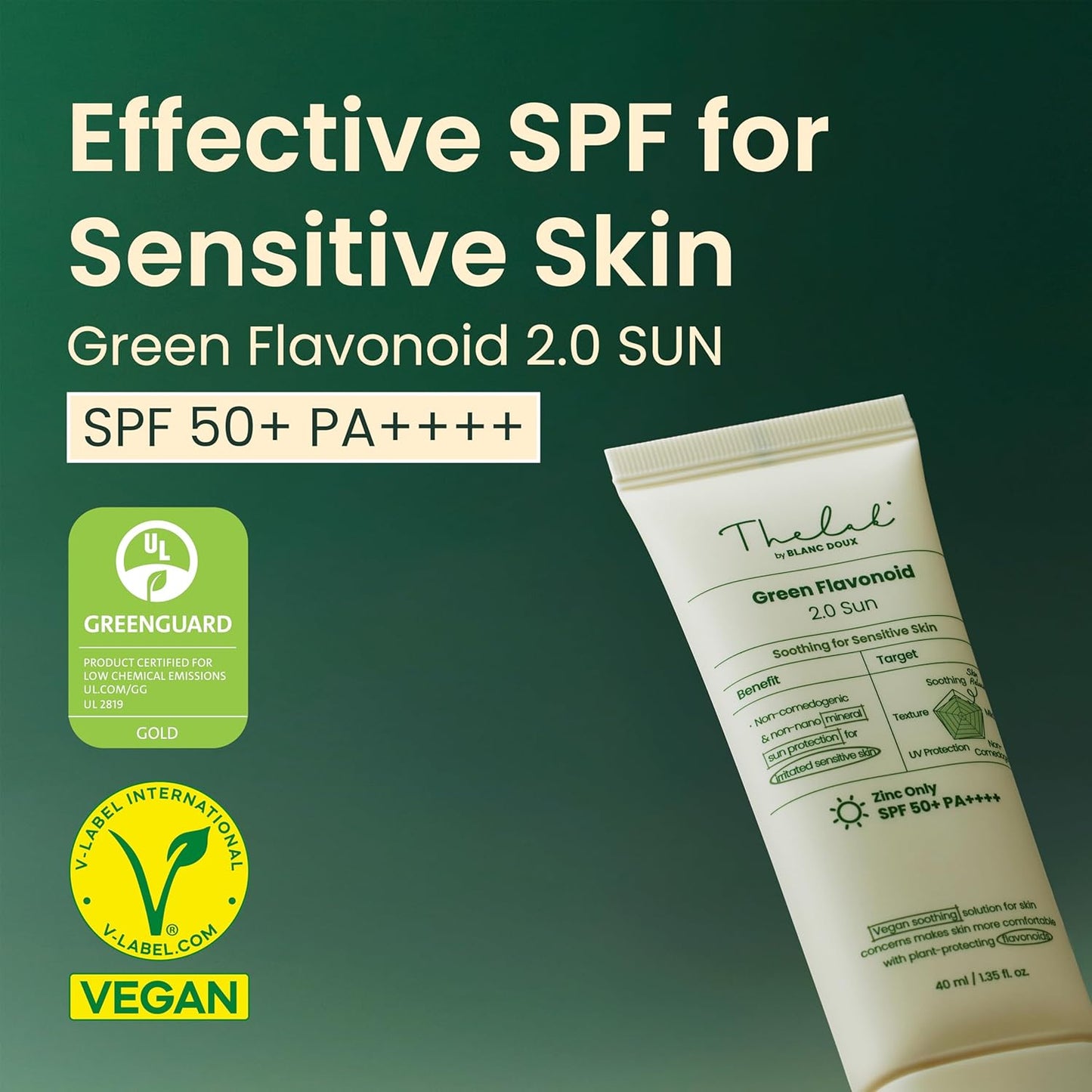 The Lab Mineral 100% Zinc SPF 50 Sunscreen – Face & Body Hydrating Moisturizing, Reef-Friendly Korean Beauty, Green Flavonoid 2.0, Sun by Blanc Doux