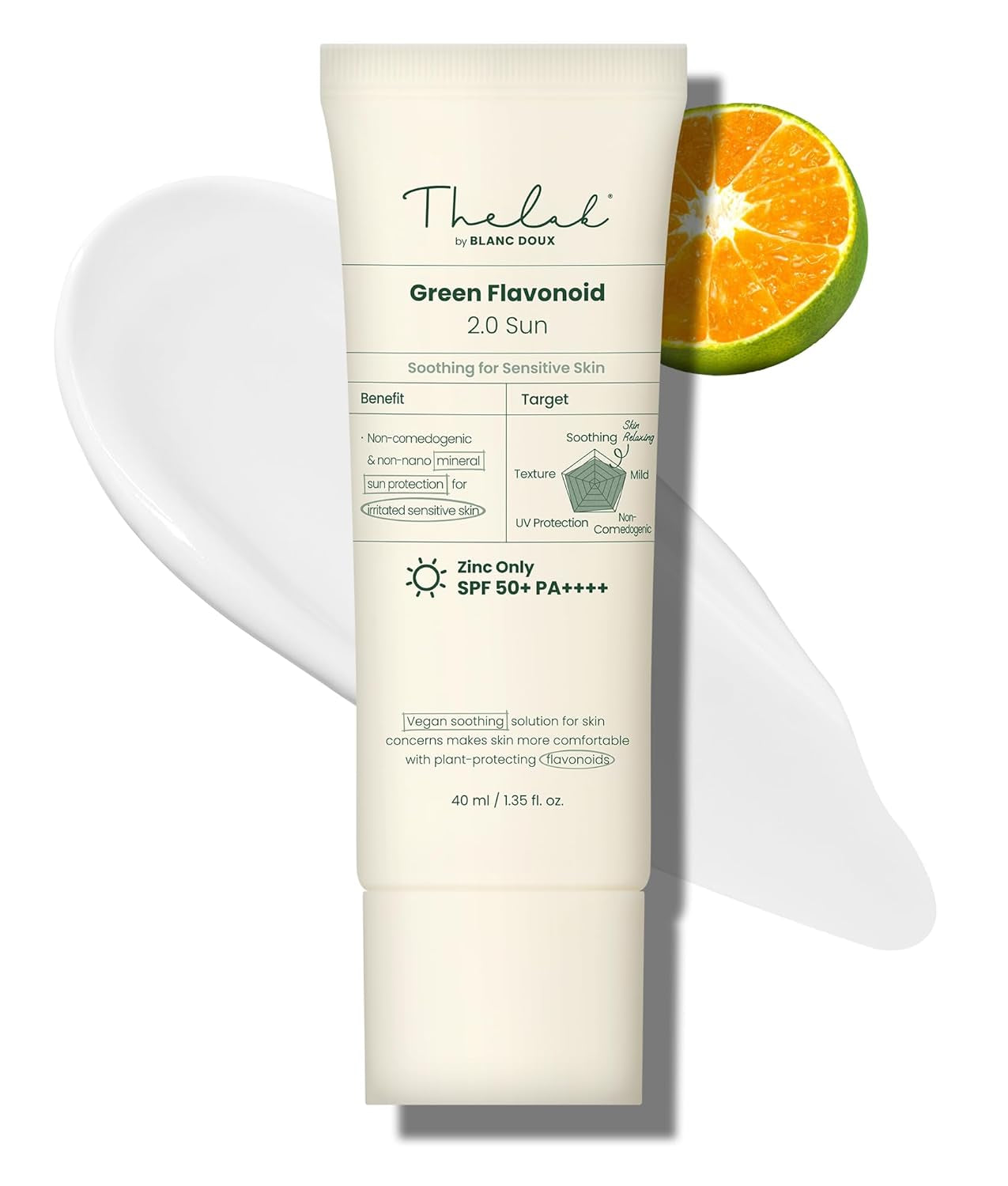 The Lab Mineral 100% Zinc SPF 50 Sunscreen – Face & Body Hydrating Moisturizing, Reef-Friendly Korean Beauty, Green Flavonoid 2.0, Sun by Blanc Doux