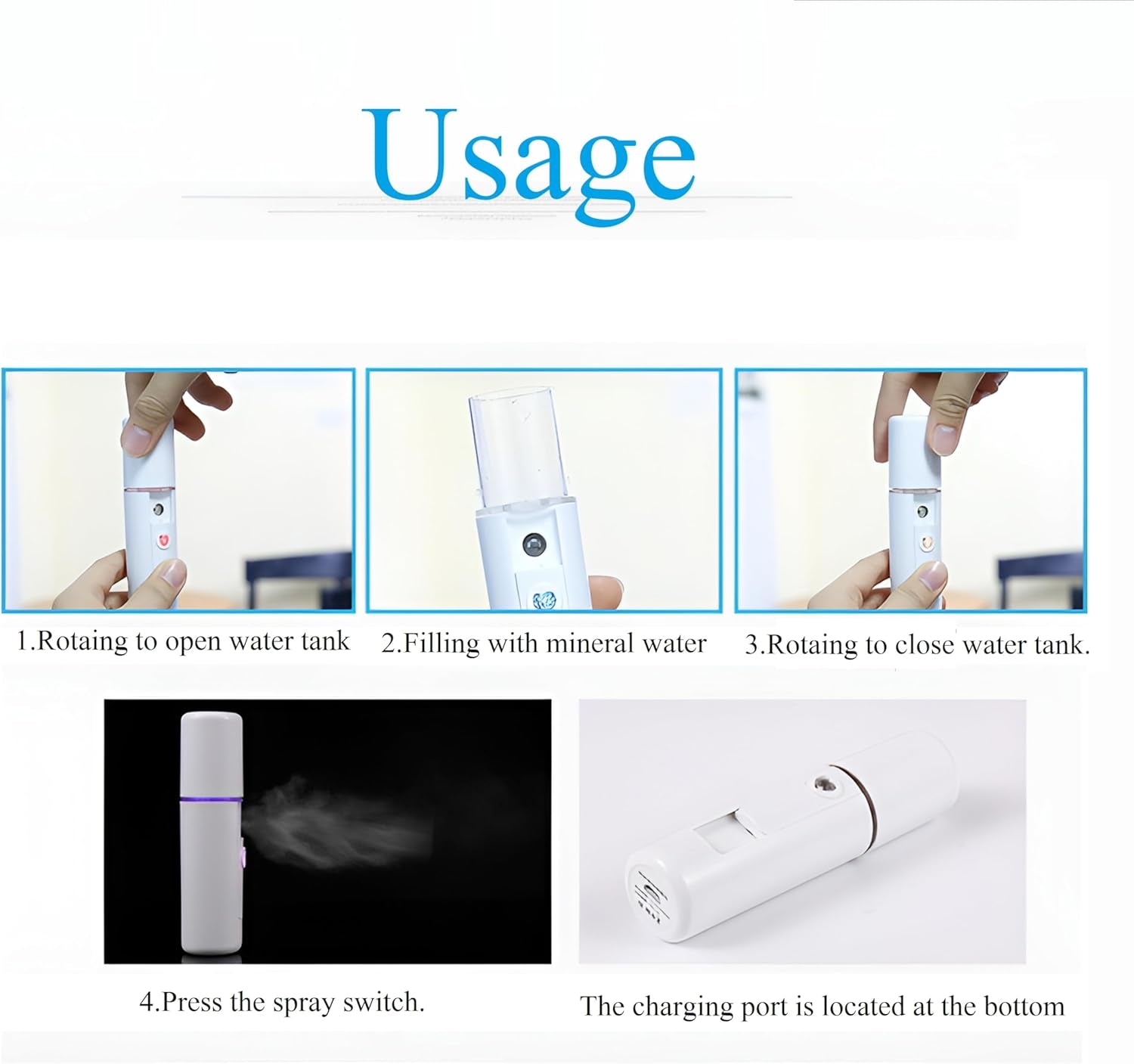 Nano Facial Steamer & Nano Mister – USB Rechargeable Face Steamer for Deep Cleaning | Vaporizador Facial, White