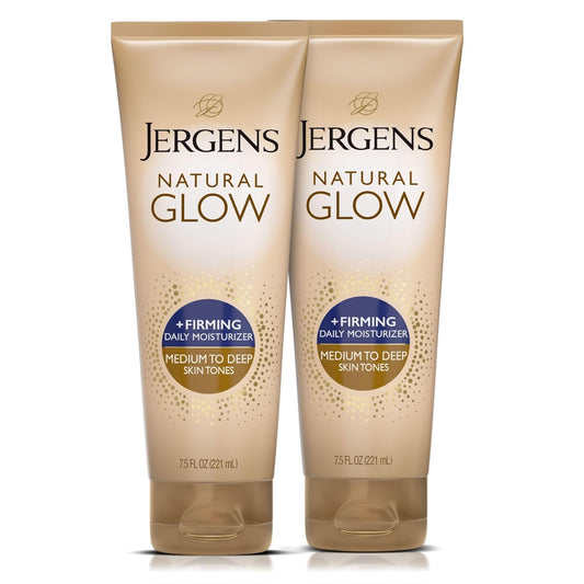 Natural Glow +Firming Self Tanner Body Lotion, Medium to Deep Skin Tone, Sunless Tanning Moisturizer with Collagen and Elastin, Helps to Visibly Reduce Cellulite, 7.5 Oz, Pack of 2