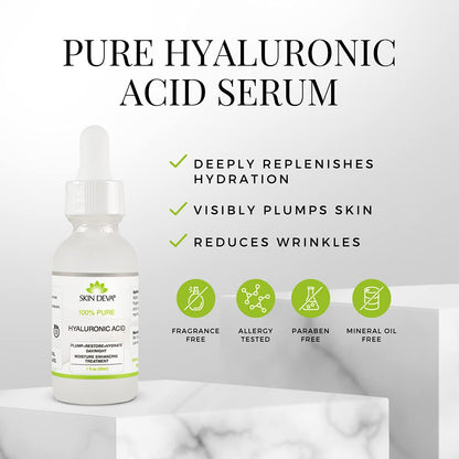 100% Pure Hyaluronic Acid Serum for Face 1 Oz of Discoloration Correcting Serum anti Aging anti Wrinkle Acid Locks in Essential Moisture Keeps Skin Hydrated Facial Serums for All Skin Types